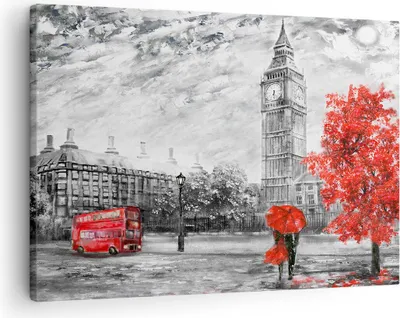Produktbild von Bild auf Leinwand - Leinwandbild - London Bus - 70x50cm - Wand Bild - Wanddeko - Wandbilder - Leinwanddruck - Bilder - Kunstdruck - Wanddekoration - Leinwand bilder - Wandkunst - AA70x50-3866