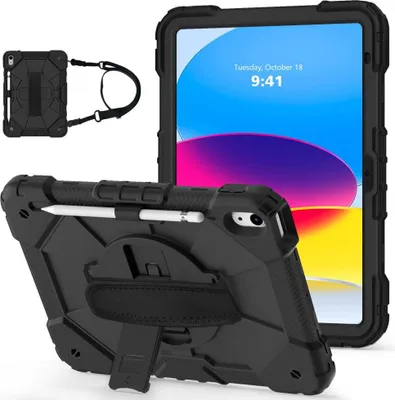 Produktbild von iPad (2025) / 10.9 (2022) / Air (2022/2020) Hülle - Heavy Duty Case mit Schultergürtel - Schwarz