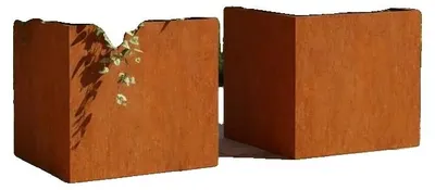 Imagen del producto de Macetas, acero corten, diseño anticorrosivo, color caqui oscuro