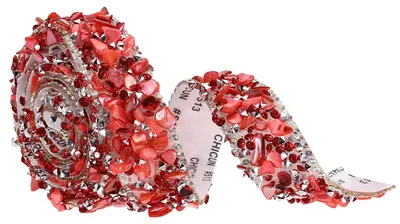 Strass-Lint, 0,91 m x 2 cm, selbstklebend, rot-rosa