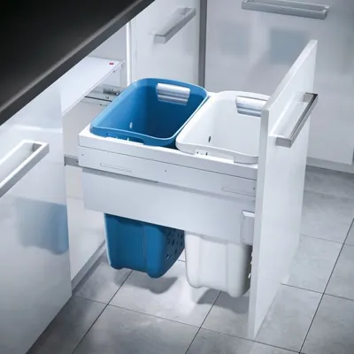Image de Tidy bac à linge coulissant 500, aménagement d'armoire, blanc/bleu clair