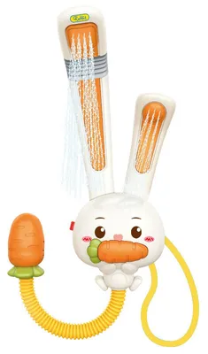 Produktbild von Zimilo Kinder Duschspielzeug Hase, elektrischer Badewannen Sprinkler mit 3 Wasser Modi, Saugnäpfen, Filter und verstellbaren Ohren für Bad und Dusche