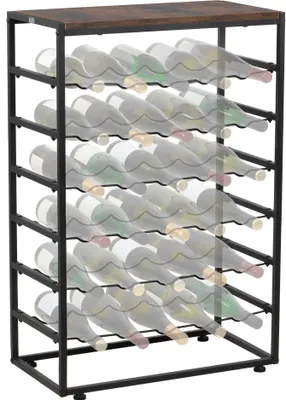 A wine rack with bottles on a white background.