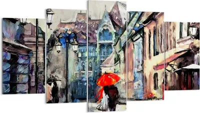 Produktbild von Bild auf Leinwand - Leinwandbild - Stadt Straße Haus - 160x85cm - Wand Bild - Wanddeko - Wandbilder - Leinwanddruck - Bilder - Kunstdruck - Wanddekoration - Leinwand bilder - Wandkunst - EA160x85-3940