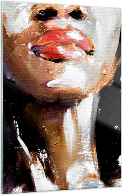 Produktbild von Bilder auf glas - Einteilig - Öl Mund Frau - 50x70cm - Glasbilder - Wandbilder - Bilder - Kunstdruck - zum Aufhängen bereit - Wanddekoration aus Glas - Glas Bilder - Wandbild auf Glas - GPA50x70-4724