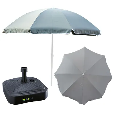 Image de Parasol Parasol de marché 240 cm avec set de base carré Jardin Plage Balcon