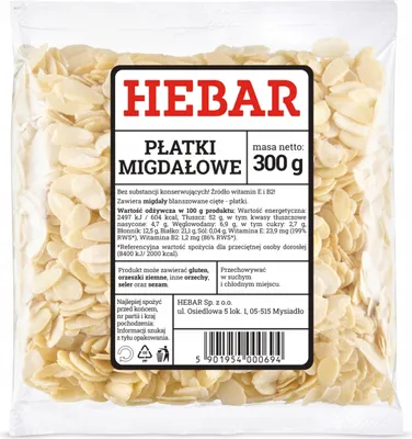 Zdjęcie produktu dla Płatki migdałowe 300 G - Cienkie plasterki - Naturalne i nieobrane - Łatwe do prażenia