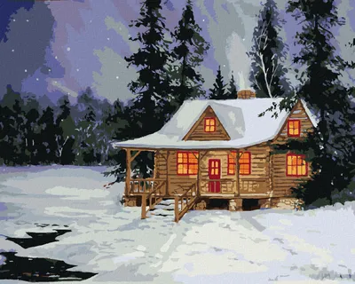 Produktbild von Zuty - Malen nach Zahlen - BLOCKHAUS IM WINTERWALD, 40x50 cm, ohne Keilrahmen