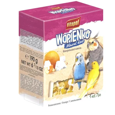 Obrázek produktu pro Vitapol Wapienko -Kostka XL wapienna POMARAŃOWA - kostka pro papoušky 190g