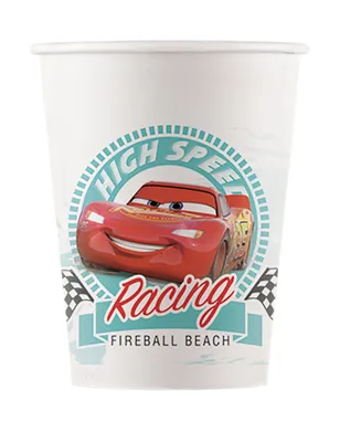 Zdjęcie produktu dla Cars Lightning McQueen 8 papierowych kubków kompostowalnych 200ml