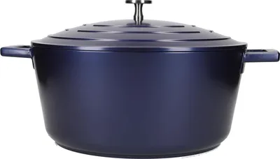 Immagine prodotto di Padella grande e leggera con coperchio - Casseruola in alluminio fuso - Blu metallizzato