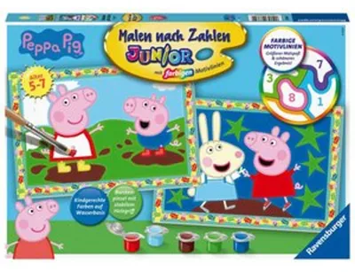 Zdjęcie produktu dla Ravensburger Peppa Pig, Dołączone farby, Chłopak, dziewczyna, Zestaw kolorowanek