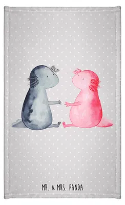 Produktbild von Mr. & Mrs. Panda Gästetuch Axolotl Liebe - Grau Pastell - Geschenk, Frotteetuch, Valentinstag, handtuch baumwolle, Klein, Lurch, Gäste-WC, Gästehandtuch Bunt