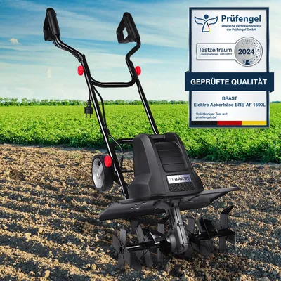 Produktbild von BRAST Motorhacke Gartenfräse Elektro | 1500 Watt | 45cm Arbeitsbreite | Schutzblech Antiblockierkupplung & Sicherheitsschalter