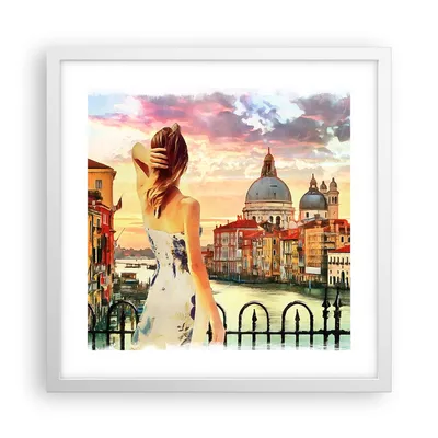 Produktbild von Gerahmtes Poster - Weißer Rahmen - Venedig Brücke Wasser - 40x40 cm - Wand Bild - Wanddeko - Wandbilder - Kunstposter - Wandposter - Bilderrahmen - Bilder - Kunstdruck - Wandbild - P2WAC40x40-3495