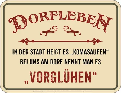 Produktbild von Dorfleben Vorglühen - hochwertig bedrucktes Blechschild - Größe 22x17 cm