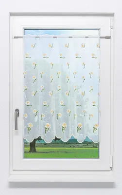 Produktbild von Scheibengardine Plauener Spitze Margerite  (Bx H) 163cm * 80cm Gelb/gelb-grün
