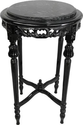 Produktbild von Casa Padrino Barock Beistelltisch Schwarz mit schwarzer Marmorplatte Rund 72 x 45 cm Antik Stil - Telefon Blumen Tisch