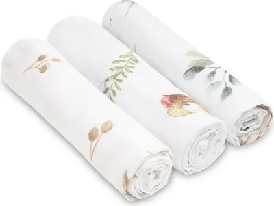 Obrázok produktu pre SENSILLO mušelínová súprava plienok na odgrgnutie dieťaťa 3-pack mušelínové utierky 70x80 cm biela