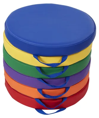 Runde Bodenkissen 38 cm, 5 cm dick, 6er-Set, sortiert