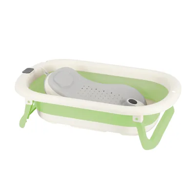 Produktbild von Baby Badewanne Set Faltbar mit Thermometer und Badewannensit für Neugeborene und Babys Grün