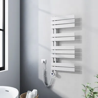 Produktbild von Heilmetz Heizkörper Elektrisch für Badezimmer, Handtuchwärmer Weiß 90x40cm Flachheizkörper Seitenanschluss