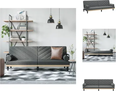 Produktbild von vidaXL Schlafsofa mit Armlehnen Dunkelgrau Stoff -  Sofas