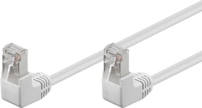 Produktbild von CAT 5e Patchkabel 2x 90° gewinkelt, F/UTP, weiß Kupferkaschierter Aluminiumleiter (CCA), 2x RJ45-Stecker 90° (8P8C)