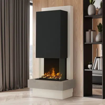 Produktbild von muenkel design Milano [moderner Design Elektrokamin Opti-myst]: Concrete (Betonoptik) - Schwarz