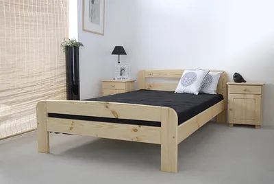 Produktbild von Einzelbett / Gästebett Kiefer Vollholz massiv natur A6, inkl. Lattenrost - Abmessung 140 x 200 cm