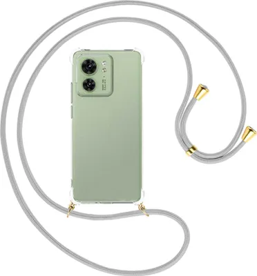 Produktbild von Handykette Backcover-Schutzhülle mit Band (Metall goldfarben) für Motorola Edge 40 5G (6.55'') - silbergrau