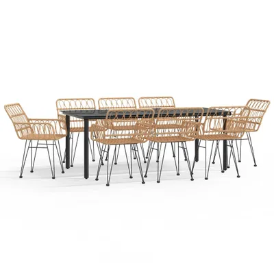 Produktbild von vidaXL 9-tlg. Garten-Essgruppe Poly Rattan