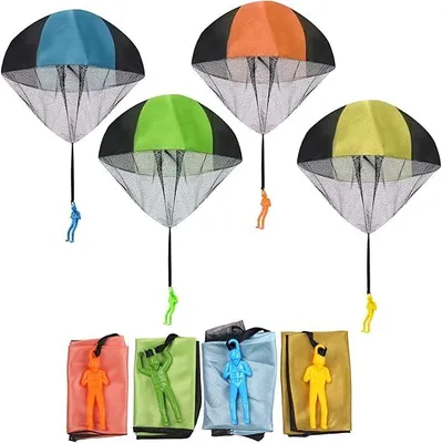 Produktbild von Fallschirm Spielzeug Kinder, Fallschirmspringer Hand werfen Fallschirm Outdoor Flugspielzeug Geschenk für Kinder, Wurf Parachute