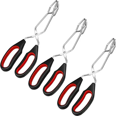 Produktbild von Lebensmittelzange Küchenzange Edelstahl Grillzange Küchenzange Grillzange Edelstahl Scherenzange Holzkohlezange Multifunktionale Lebensmittelzange für Outdoor Grillwerkzeug 3 Stück