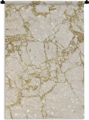 Produktbild von MuchoWow® Wandteppich Wandbehang Marmor - Gold - Glitter 60x90 cm Tapisserie Dekoration Wandtuch - Foto-Teppich - Abwaschbar