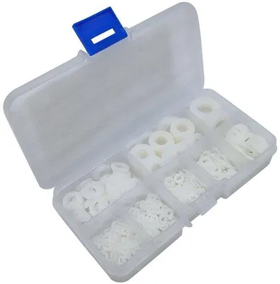 Immagine prodotto di Anello in nylon - Anello in plastica - Anello piatto - Diametro: M2, M2,5, M3, M4, M5, M6, M8, M10 - Rotondo - 520 pezzi