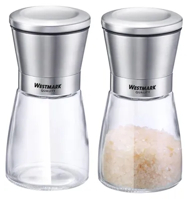 Gewürzmühlen-Set, 2 Stück, Keramikmahlwerk, Glas/Edelstahl