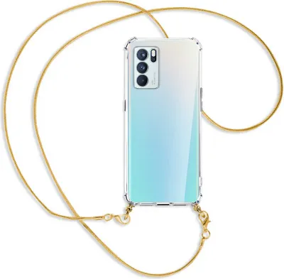 Produktbild von Handykette Backcover-Schutzhülle mit Band (Metall goldfarben) für Oppo Reno6 Pro Plus 5G (PENM00) - goldfarbene Kette Snake