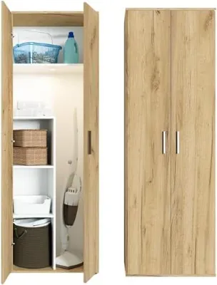Obrázek produktu pro BDW, víceúčelová skříň se 2 dveřmi, 60×33×176, 4 police, užitková, dub Craft