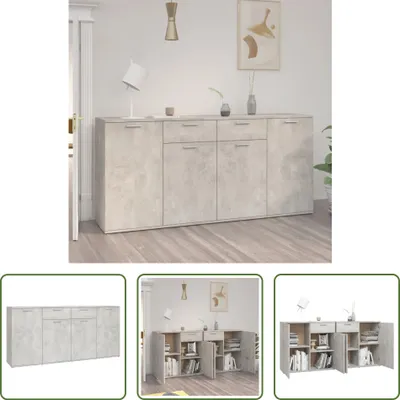 Produktbild von The Living Store Sideboard Betongrau 160x36x75 cm Holzwerkstoff