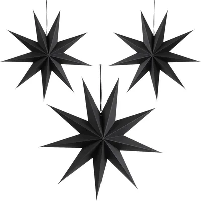 Produktbild von 3 Stš¹ck Papierstern Schwarz 30cm,Faltsterne Dekoration neck Weihnachtsstern Deko,Schwarz Papiersterne Weihnachten zum Aufh?ngen,Tischdeko Christbaumschmuck fš¹r Hochzeit Geburtstag Advent