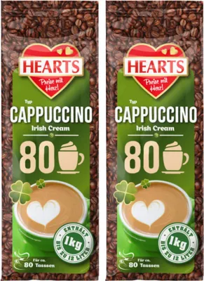 Produktbild von HEARTS Cappuccino Irish Cream 2 x 1kg Kaffeespezialität