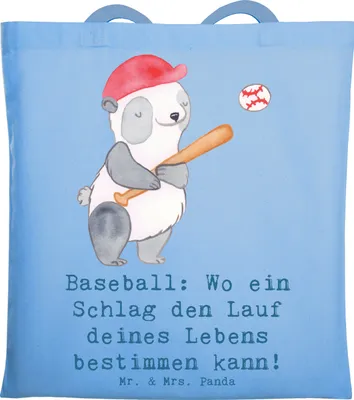 Produktbild von Mr. & Mrs. Panda Tote Bag Baseball Schlag - Sky Blue - Geschenk, Jutebeutel, Sportart, Teamsport, Spiel, Stadion, Strategie, Tasche, Sportler, Einkaufstasche, Fans, Sport