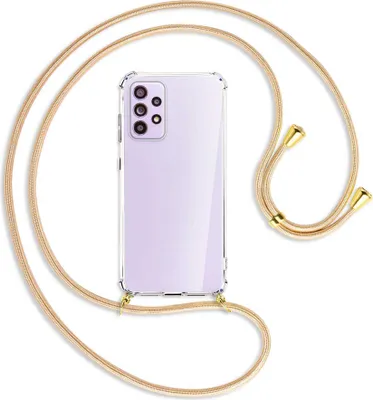 Produktbild von Handykette Backcover-Schutzhülle mit Band (Metall goldfarben) für Samsung Galaxy A33 5G - Goldkordel