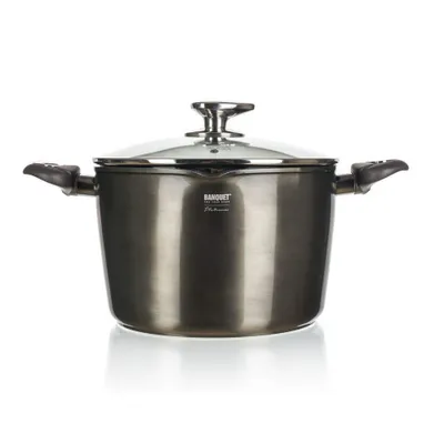 Obrázek produktu pro BANQUET Hrnec na těstoviny s nepřilnavým povrchem METALLIC PLATINUM 24 x 14,5 cm, 6,2 l, s poklicí