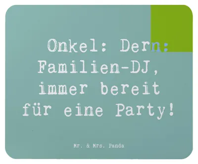 Produktbild von Mr. & Mrs. Panda Mousepad Spruch Onkel Familien-DJ - Meeresbrise - Geschenk, Familienfeier, Familienangehöriger, laptop, DJ, pc mausunterlage, Jubiläen, Mouse Pad, Tanz
