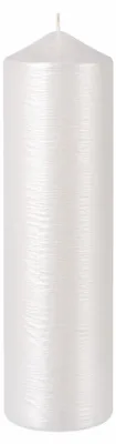 Produktbild von Formenkerze Stumpenkerze Perlmutt geriffelt Weiß 25 x 6 cm, KI-generiertes Bild