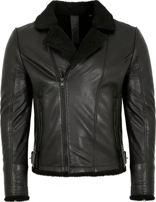 Produktbild von 2.0 by Mauritius - Herren Lederjacke Bikerjacke Lammnappa Kunstfell schwarz : XL