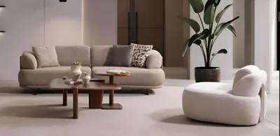 Zdjęcie produktu dla Designerski zestaw do salonu Beżowa trzyosobowa sofa Stylowy fotel