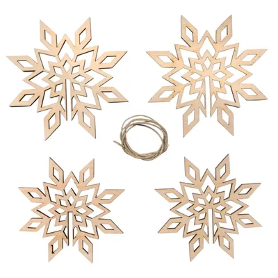 Produktbild von 2 Schneeflocken - Holz - 3D - Weihnachtsbaumschmuck - 9 cm